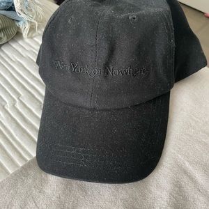 New York or nowhere black embroidered baseball cap